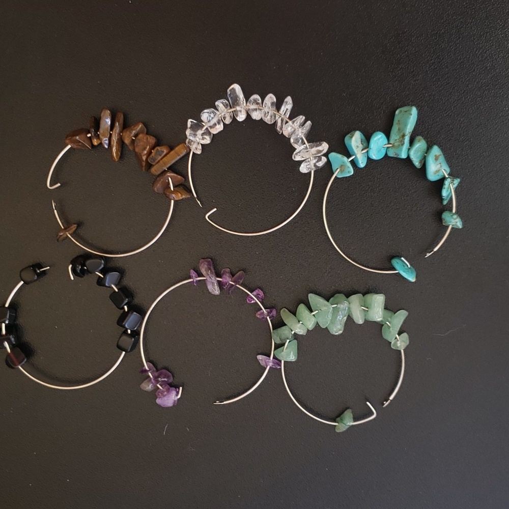Crystal / Gem Wine Charms Set of 6. Handmade in Colorado